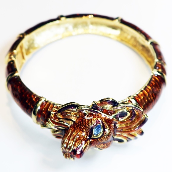 🏆 Rare! Vintage Kenneth Lane Lion's Head Bracelet - Picture 15 of 16